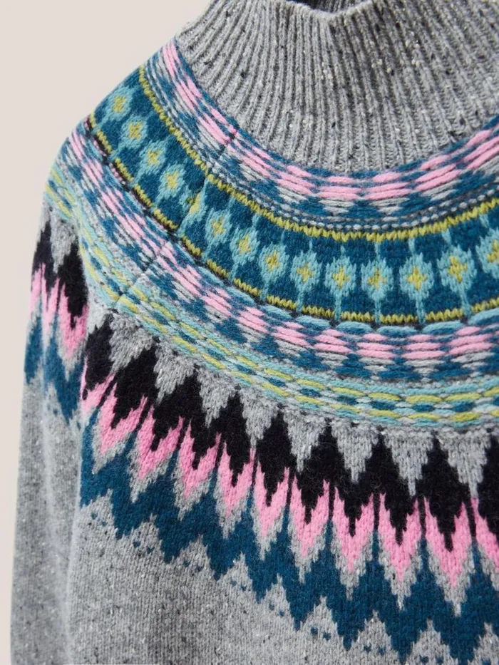 White Stuff KNITWEAR IZZY FAIRISLE JUMPER Grey Multi 8211 Women