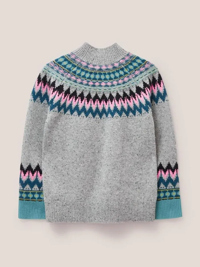White Stuff KNITWEAR IZZY FAIRISLE JUMPER Grey Multi 8211 Women