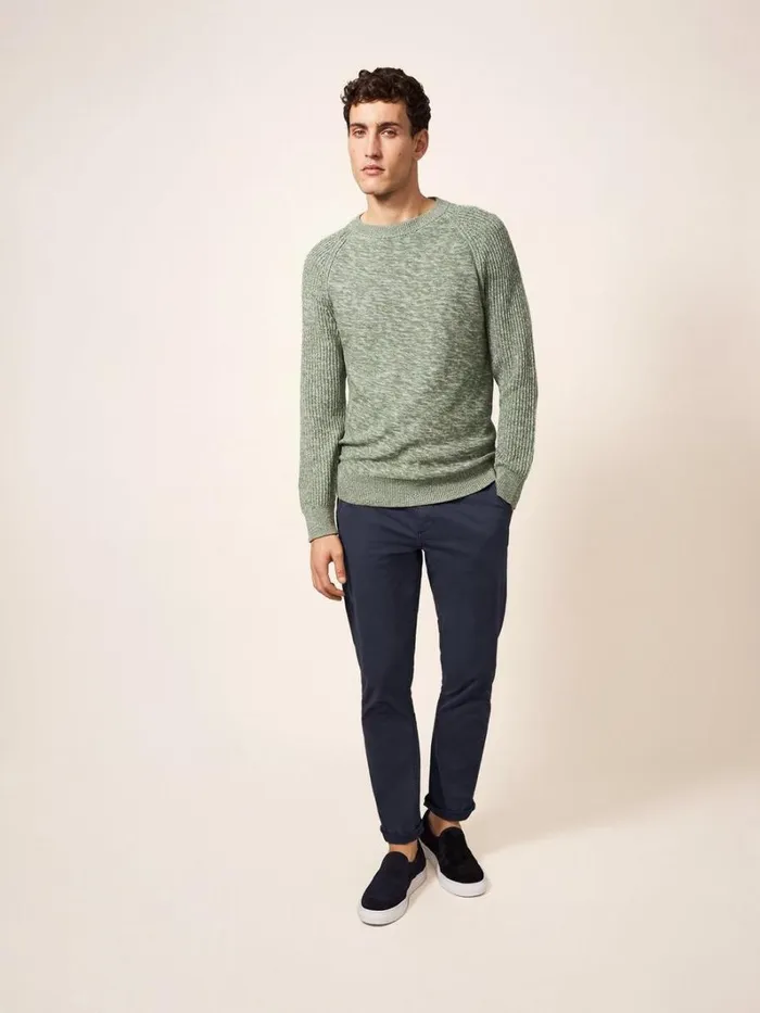 White Stuff KNITWEAR Lakewood Crew Dusty Green 8211 Men