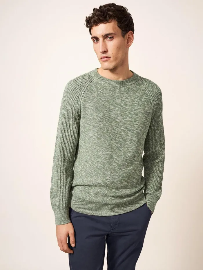 White Stuff KNITWEAR Lakewood Crew Dusty Green 8211 Men White Stuff KNITWEAR Lakewood Crew Dusty Green 8211 Men