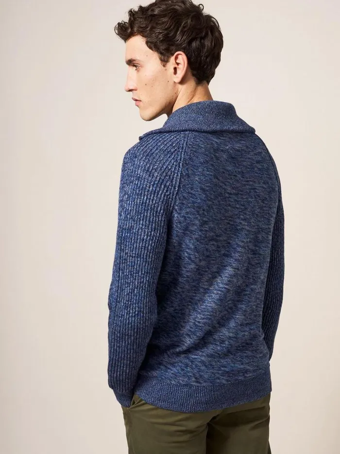White Stuff KNITWEAR Lakewood Zip Neck Jumper Chambray Blue 8211 Men White Stuff KNITWEAR Lakewood Zip Neck Jumper Chambray Blue 8211 Men