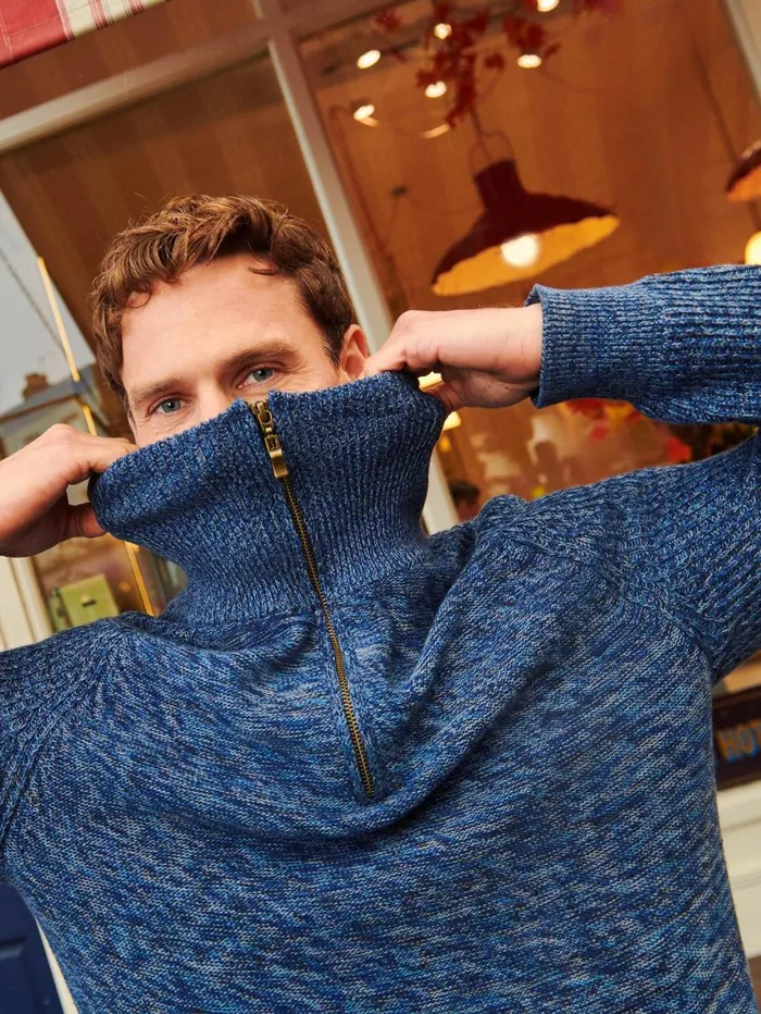 White Stuff KNITWEAR Lakewood Zip Neck Jumper Chambray Blue 8211 Men White Stuff KNITWEAR Lakewood Zip Neck Jumper Chambray Blue 8211 Men