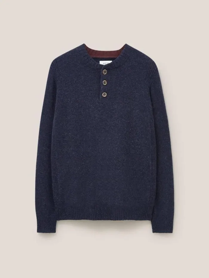 White Stuff KNITWEAR Lambswool Henley Dark Navy 8211 Men White Stuff KNITWEAR Lambswool Henley Dark Navy 8211 Men