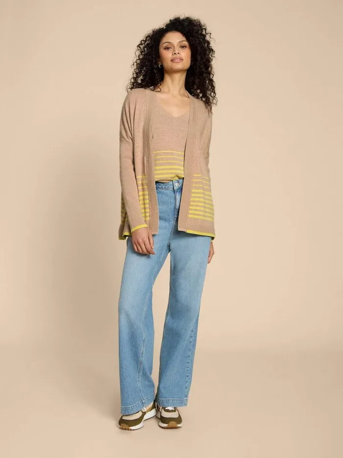 White Stuff KNITWEAR LILY LONGLINE CARDI Natural Multi 8211 Women