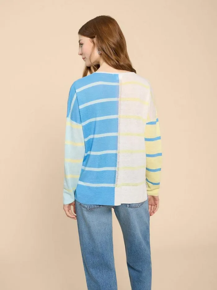 White Stuff KNITWEAR LINEN V NECK JUMPER Blue Multi 8211 Women White Stuff KNITWEAR LINEN V NECK JUMPER Blue Multi 8211 Women
