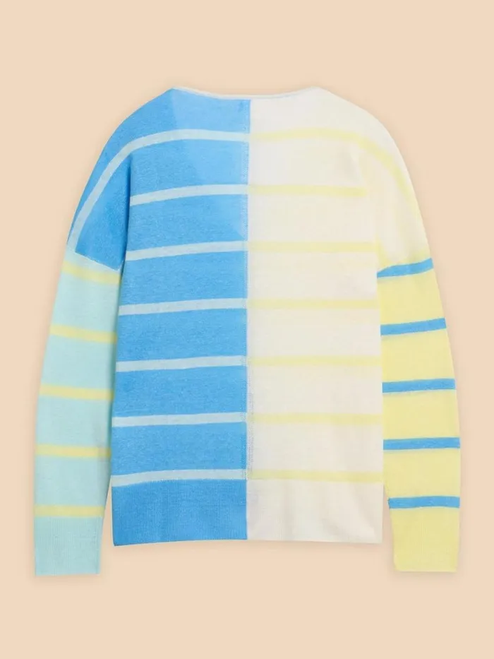 White Stuff KNITWEAR LINEN V NECK JUMPER Blue Multi 8211 Women White Stuff KNITWEAR LINEN V NECK JUMPER Blue Multi 8211 Women