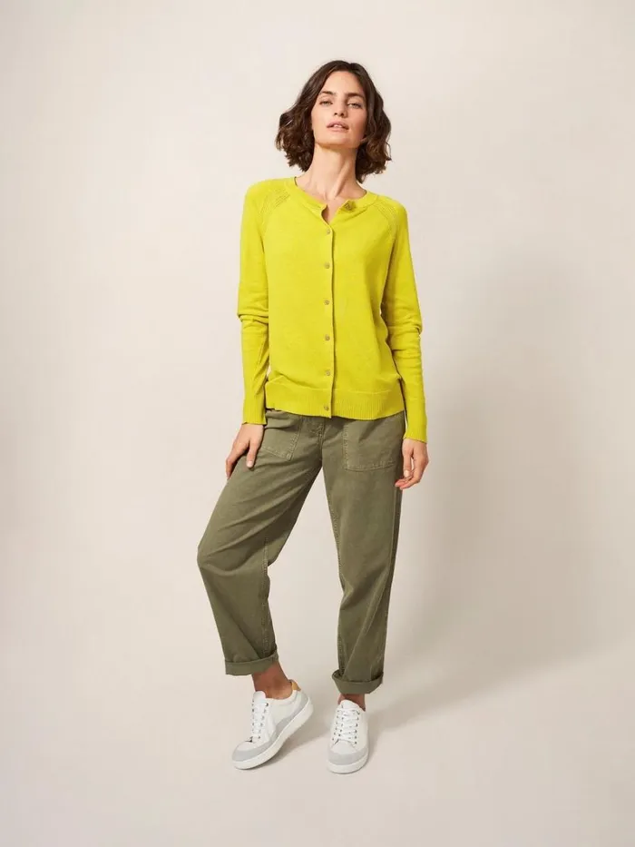 White Stuff KNITWEAR Lulu Crew Neck Cardigan Light Chartreuse 8211 Women