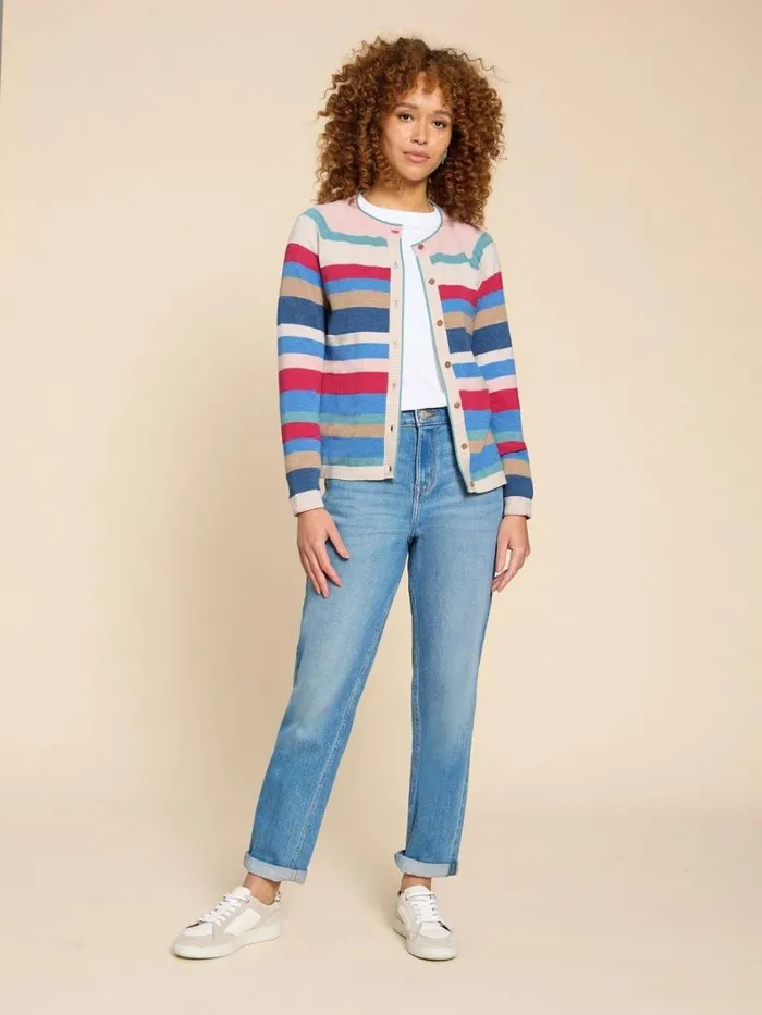 White Stuff KNITWEAR LULU STRIPED CARDI Pink Multi 8211 Women
