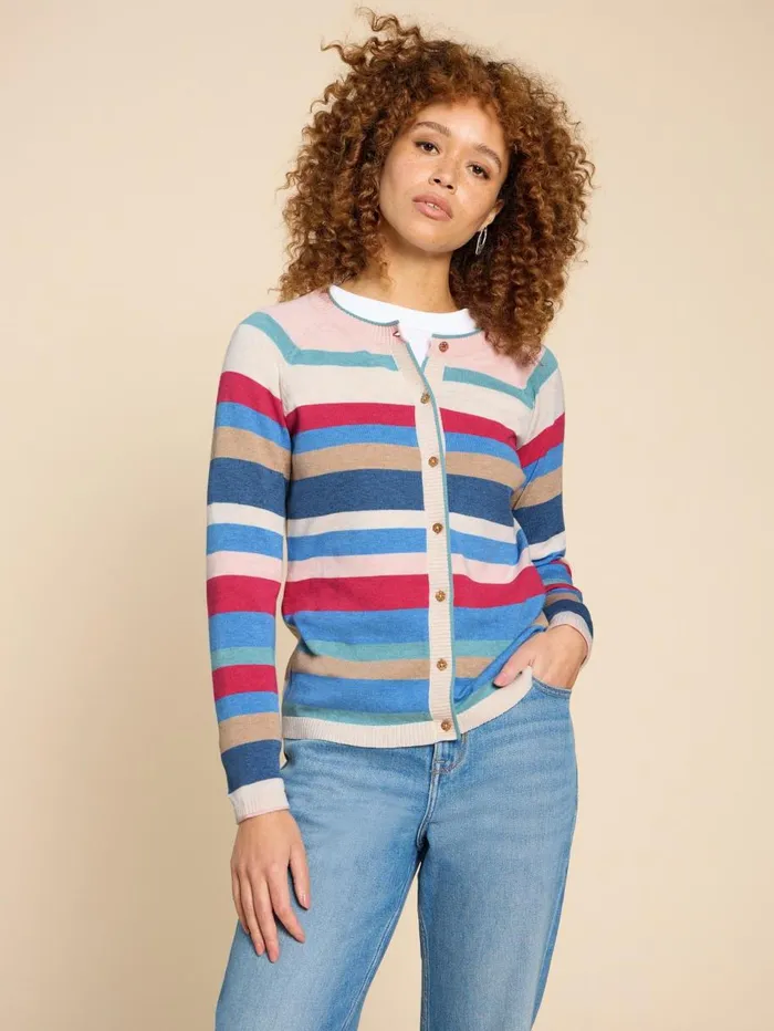 White Stuff KNITWEAR LULU STRIPED CARDI Pink Multi 8211 Women White Stuff KNITWEAR LULU STRIPED CARDI Pink Multi 8211 Women