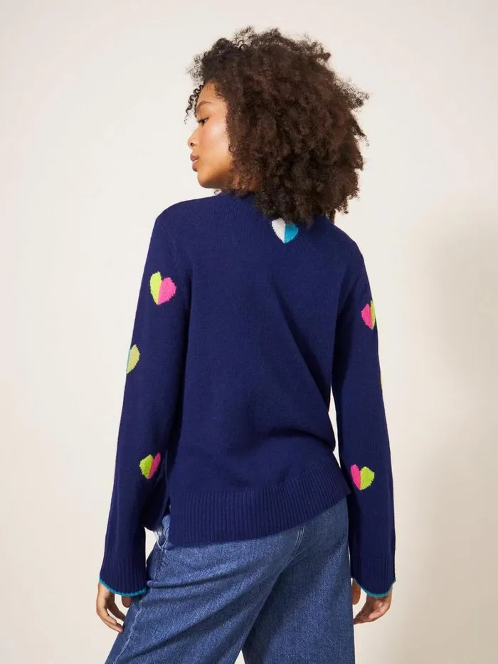 White Stuff KNITWEAR MULTI HEART WOOL JUMPER Navy Multi 8211 Women White Stuff KNITWEAR MULTI HEART WOOL JUMPER Navy Multi 8211 Women