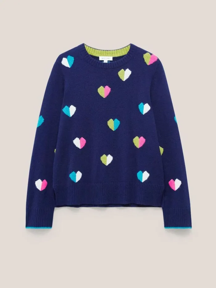White Stuff KNITWEAR MULTI HEART WOOL JUMPER Navy Multi 8211 Women White Stuff KNITWEAR MULTI HEART WOOL JUMPER Navy Multi 8211 Women