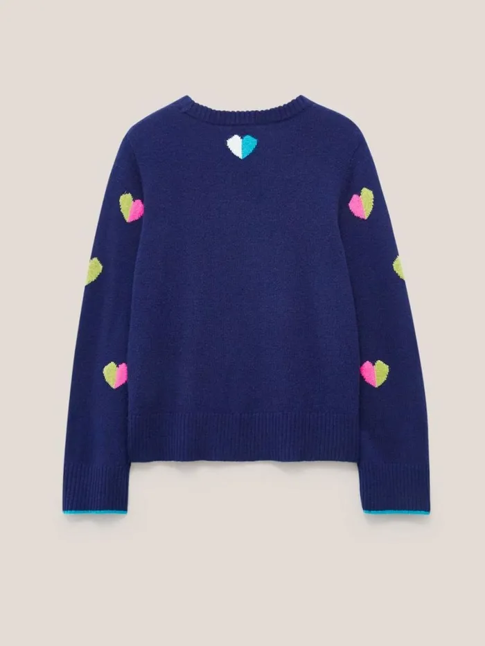 White Stuff KNITWEAR MULTI HEART WOOL JUMPER Navy Multi 8211 Women White Stuff KNITWEAR MULTI HEART WOOL JUMPER Navy Multi 8211 Women