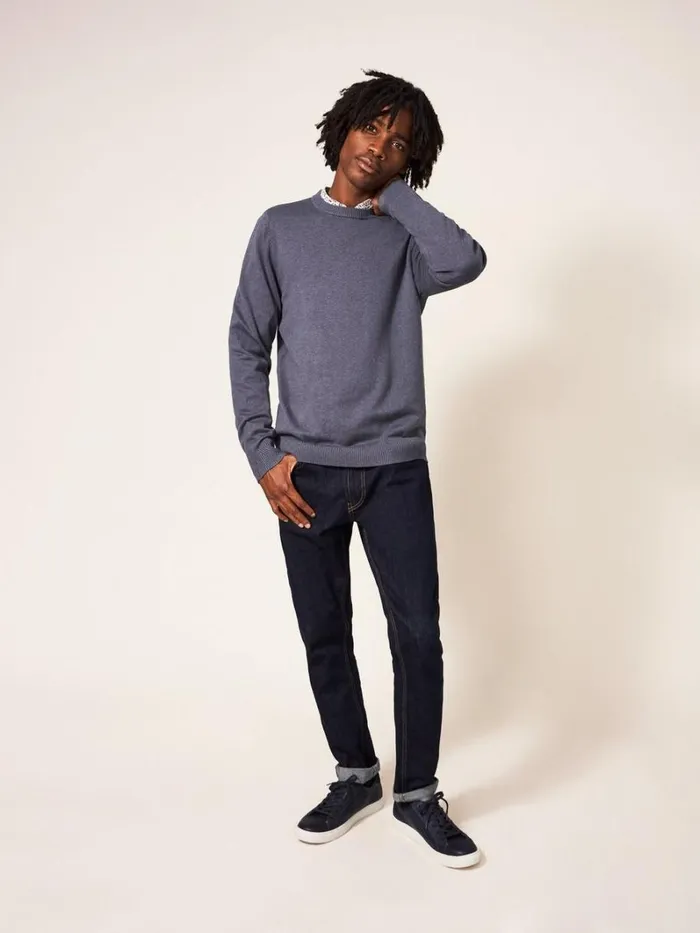 White Stuff KNITWEAR Newport Crew Knit Charcoal Grey 8211 Men