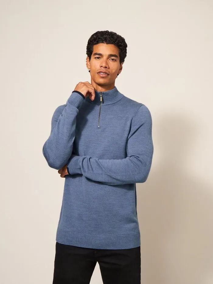 White Stuff KNITWEAR Newport Merino Jumper Chambray Blue 8211 Men White Stuff KNITWEAR Newport Merino Jumper Chambray Blue 8211 Men