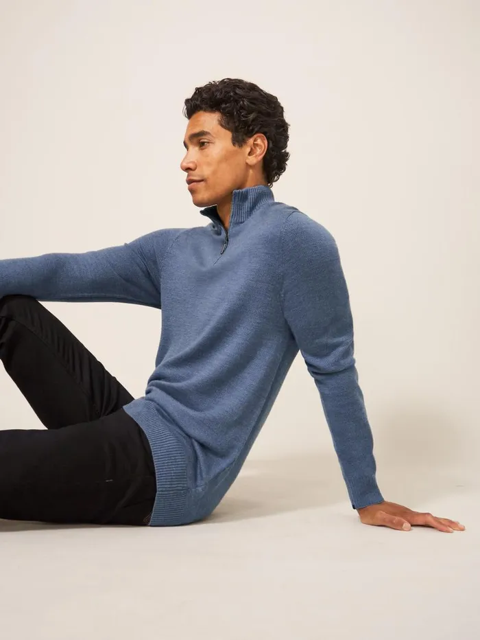 White Stuff KNITWEAR Newport Merino Jumper Chambray Blue 8211 Men White Stuff KNITWEAR Newport Merino Jumper Chambray Blue 8211 Men
