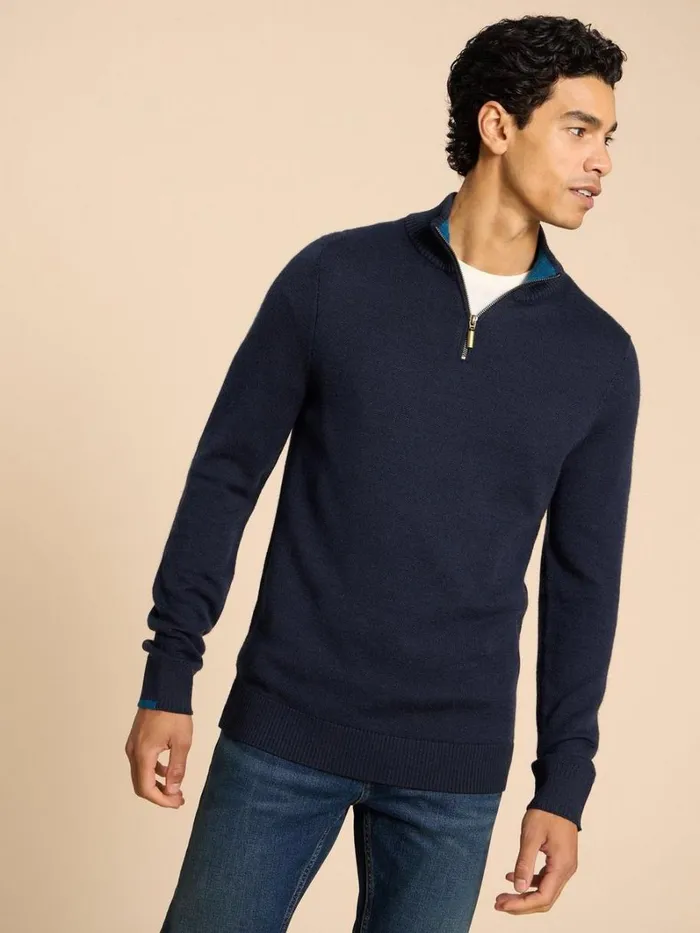 White Stuff KNITWEAR Newport Merino Jumper Dark Navy 8211 Men