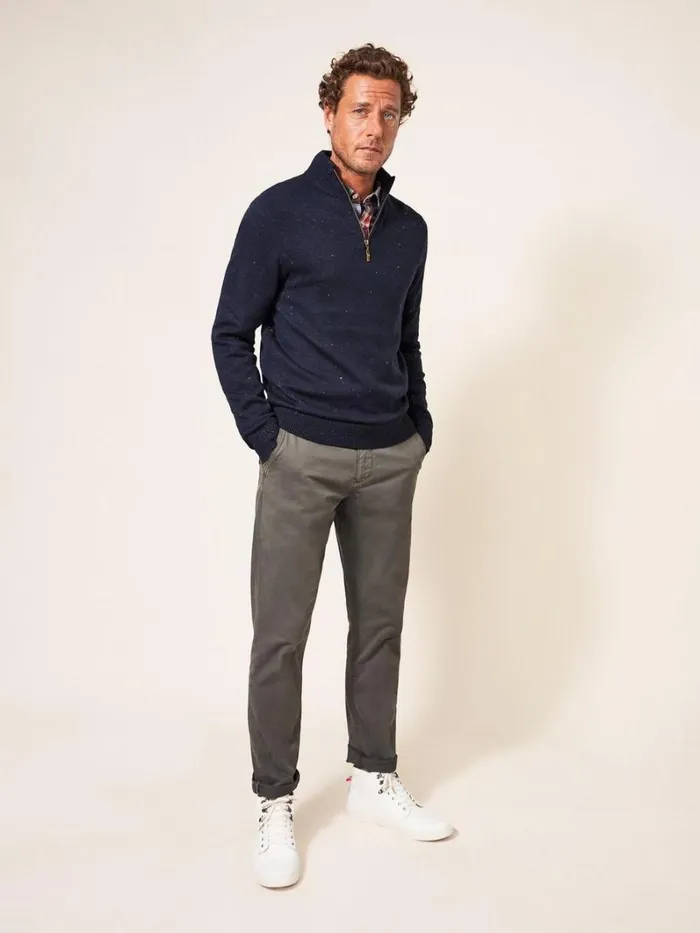 White Stuff KNITWEAR Newport Merino Nep Funnel Navy Multi 8211 Men