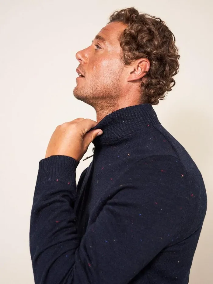White Stuff KNITWEAR Newport Merino Nep Funnel Navy Multi 8211 Men White Stuff KNITWEAR Newport Merino Nep Funnel Navy Multi 8211 Men