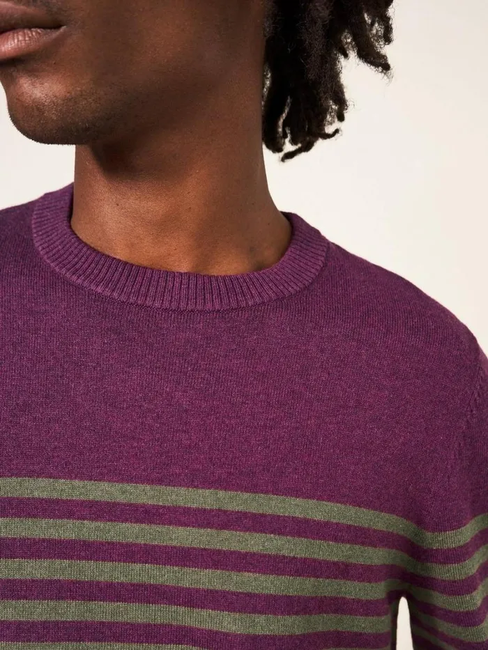 White Stuff KNITWEAR Newport Stripe Crew Purple Multi 8211 Men White Stuff KNITWEAR Newport Stripe Crew Purple Multi 8211 Men