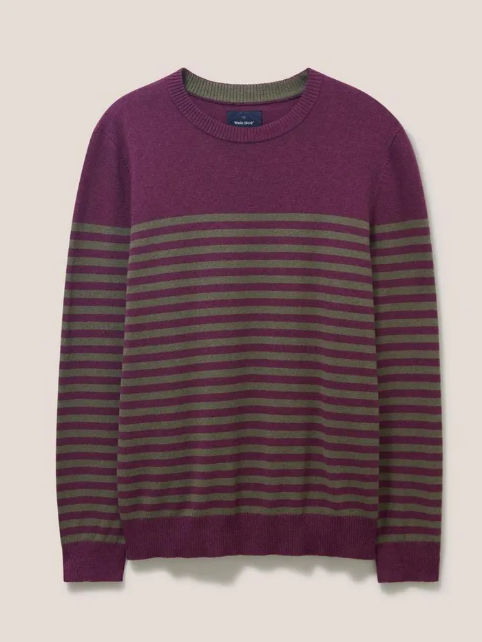 White Stuff KNITWEAR Newport Stripe Crew Purple Multi 8211 Men White Stuff KNITWEAR Newport Stripe Crew Purple Multi 8211 Men