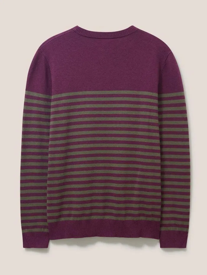 White Stuff KNITWEAR Newport Stripe Crew Purple Multi 8211 Men White Stuff KNITWEAR Newport Stripe Crew Purple Multi 8211 Men