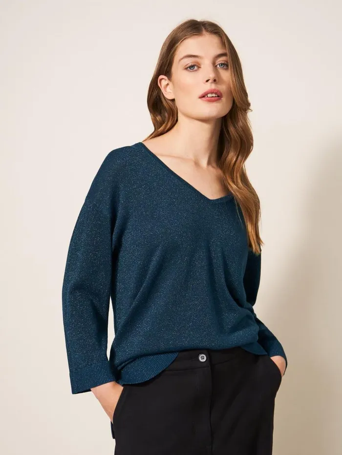 White Stuff KNITWEAR NIGHT SKY V NECK JUMPER Mid Teal 8211 Women White Stuff KNITWEAR NIGHT SKY V NECK JUMPER Mid Teal 8211 Women