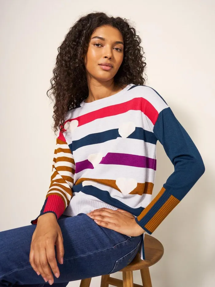 White Stuff KNITWEAR OLIVE HEART JUMPER Grey Multi 8211 Women White Stuff KNITWEAR OLIVE HEART JUMPER Grey Multi 8211 Women