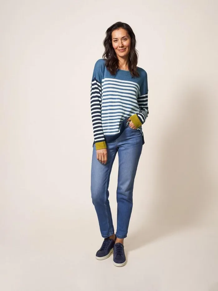 White Stuff KNITWEAR Olivia Colour Block Stripe Jumper White Multi 8211 Women