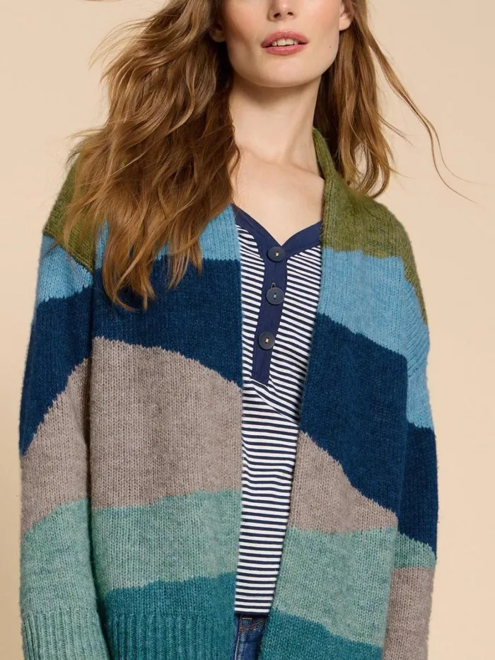 White Stuff KNITWEAR PATTI PATCHWORK CARDIGAN Green Multi 8211 Women