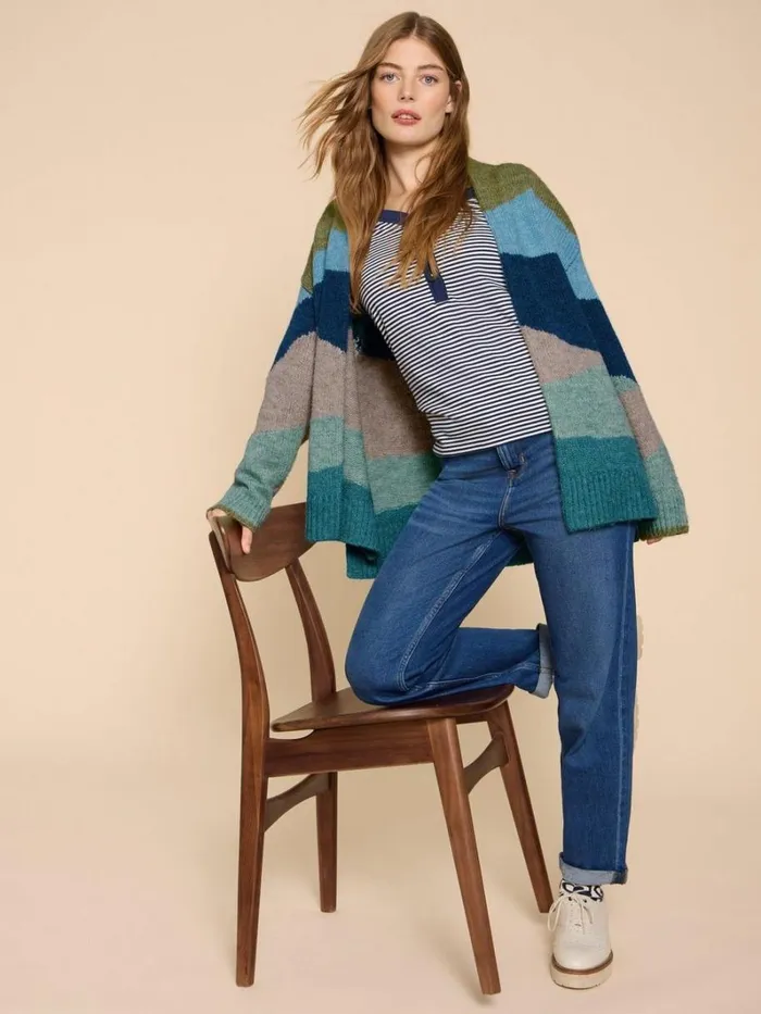 White Stuff KNITWEAR PATTI PATCHWORK CARDIGAN Green Multi 8211 Women