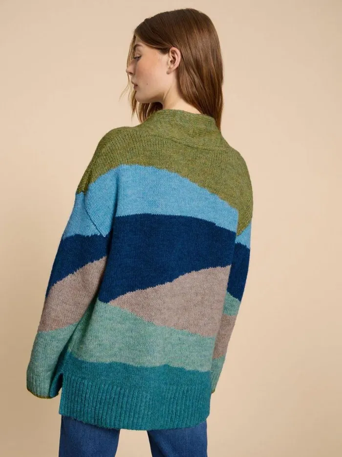 White Stuff KNITWEAR PATTI PATCHWORK CARDIGAN Green Multi 8211 Women