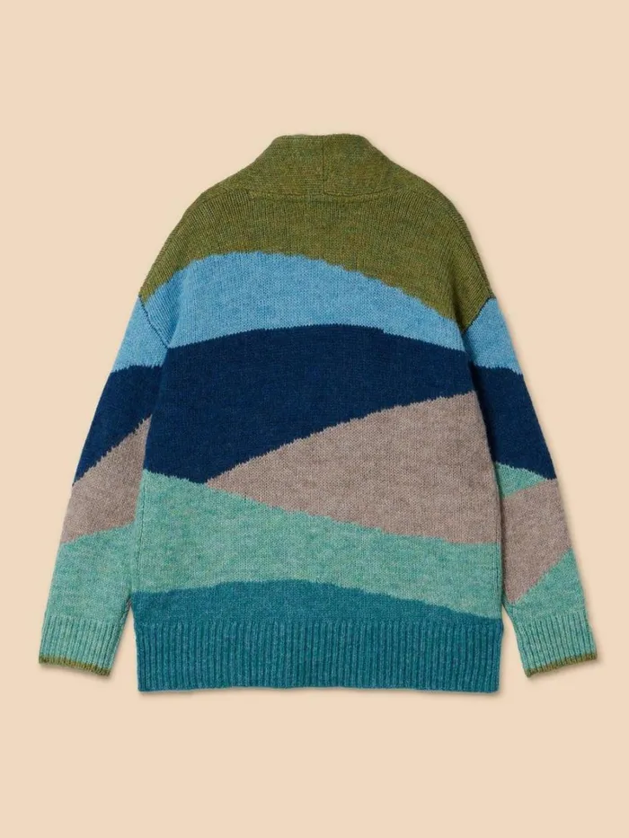 White Stuff KNITWEAR PATTI PATCHWORK CARDIGAN Green Multi 8211 Women