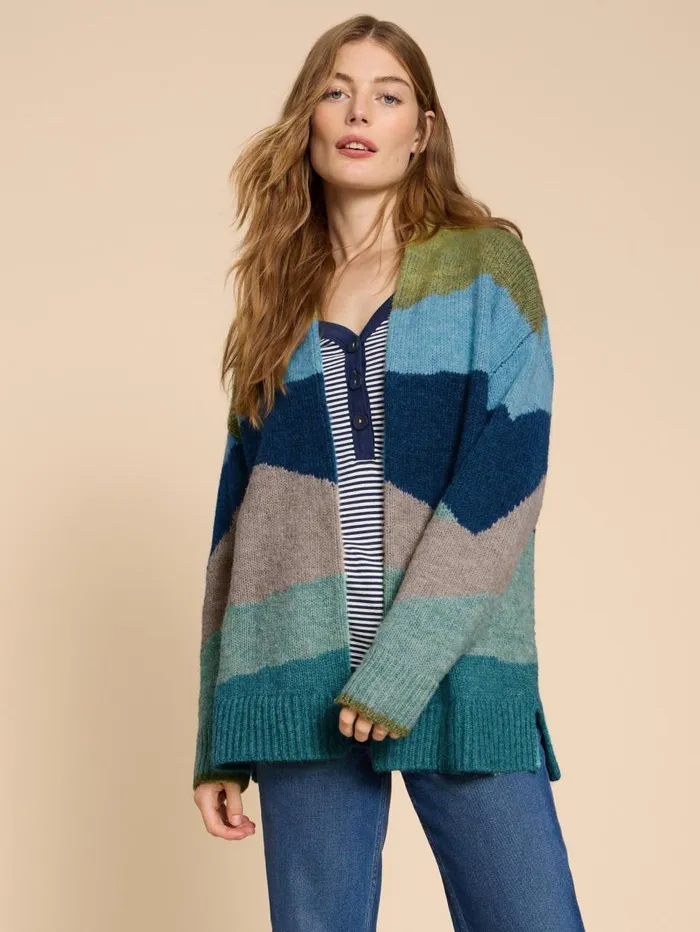 White Stuff KNITWEAR PATTI PATCHWORK CARDIGAN Green Multi 8211 Women