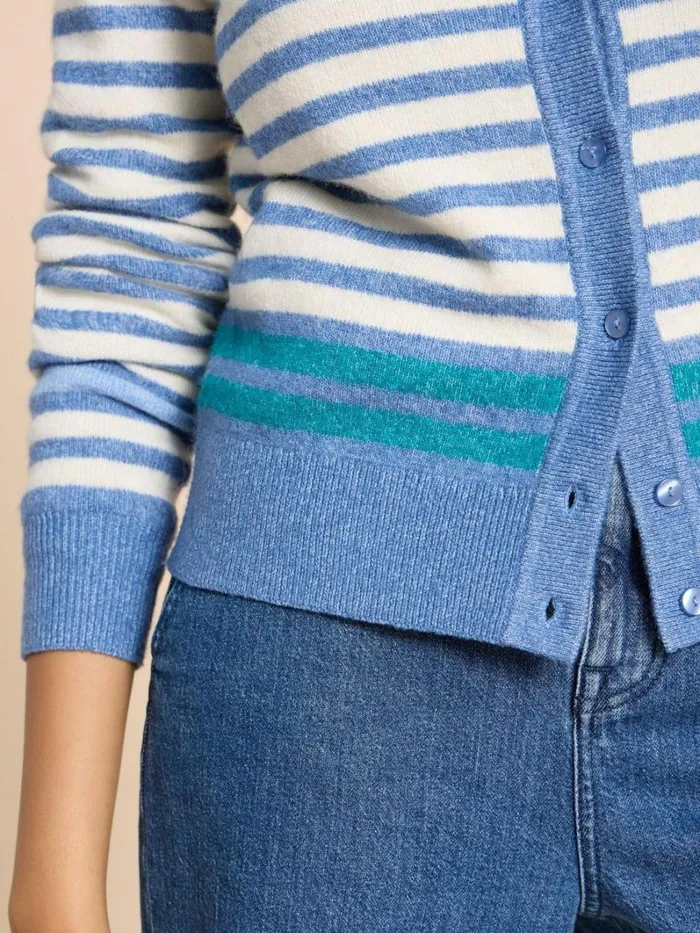 White Stuff KNITWEAR PEONY COLLARED CARDIGAN Blue Multi 8211 Women White Stuff KNITWEAR PEONY COLLARED CARDIGAN Blue Multi 8211 Women