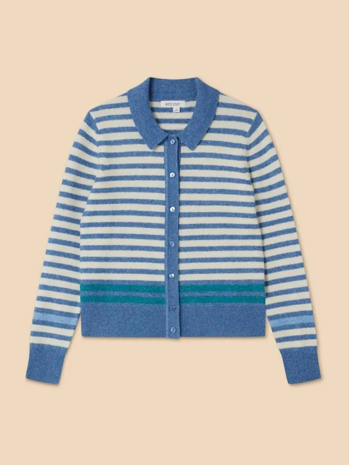 White Stuff KNITWEAR PEONY COLLARED CARDIGAN Blue Multi 8211 Women White Stuff KNITWEAR PEONY COLLARED CARDIGAN Blue Multi 8211 Women