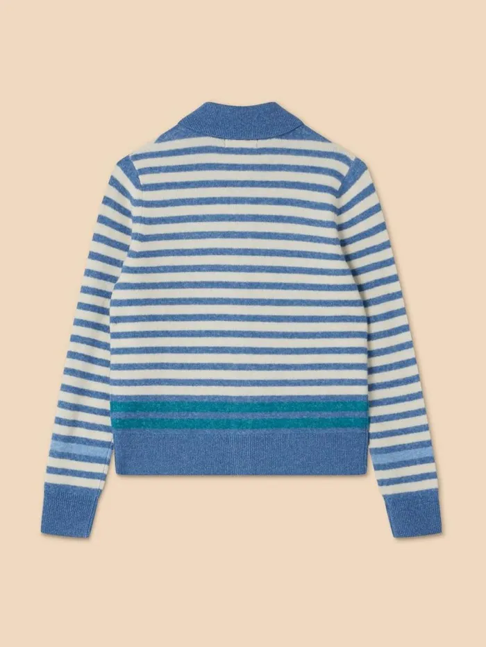 White Stuff KNITWEAR PEONY COLLARED CARDIGAN Blue Multi 8211 Women White Stuff KNITWEAR PEONY COLLARED CARDIGAN Blue Multi 8211 Women