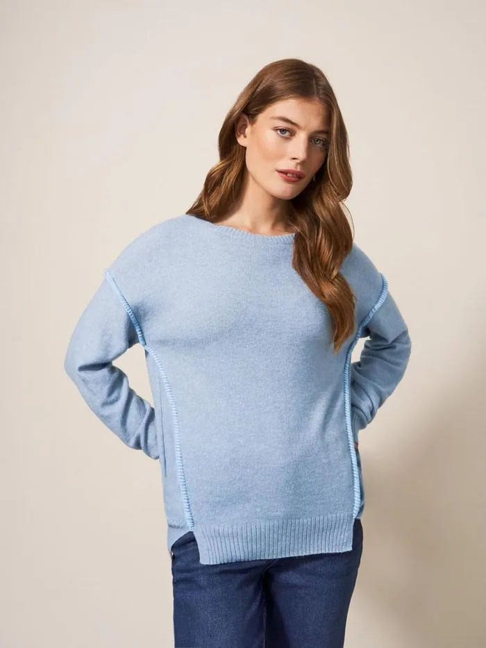 White Stuff KNITWEAR RIPPLE JUMPER Mid Blue 8211 Women White Stuff KNITWEAR RIPPLE JUMPER Mid Blue 8211 Women