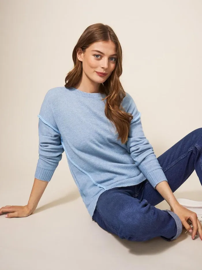 White Stuff KNITWEAR RIPPLE JUMPER Mid Blue 8211 Women White Stuff KNITWEAR RIPPLE JUMPER Mid Blue 8211 Women