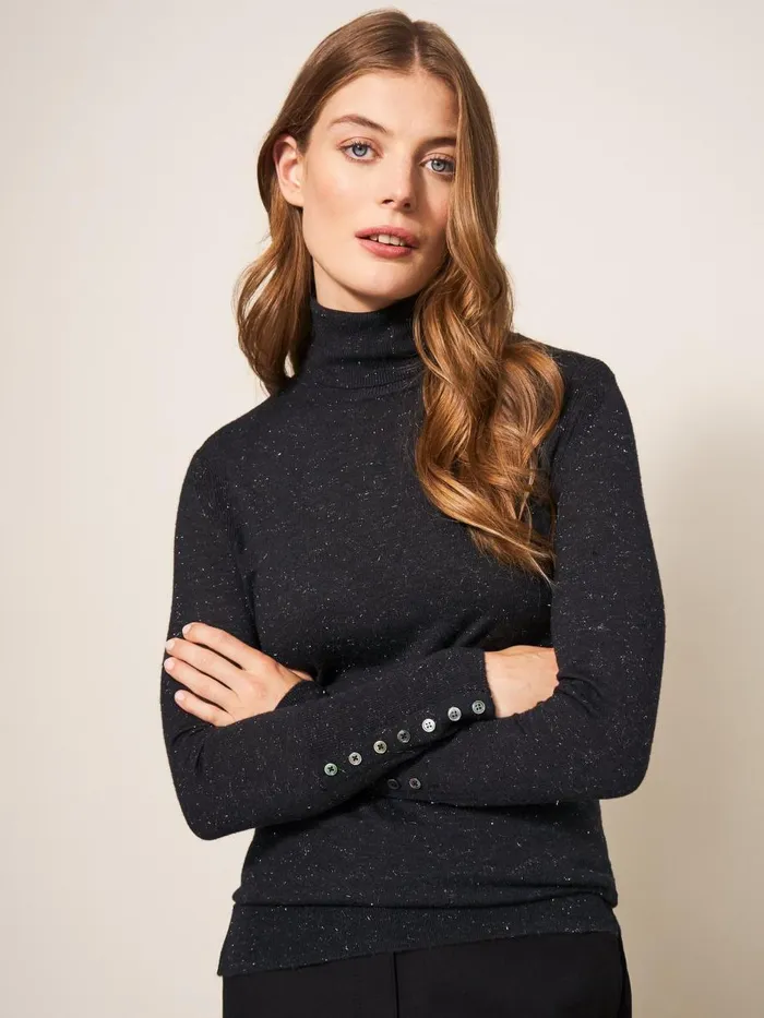White Stuff KNITWEAR SPARKLE ROLL NECK JUMPER Charcoal Grey 8211 Women White Stuff KNITWEAR SPARKLE ROLL NECK JUMPER Charcoal Grey 8211 Women