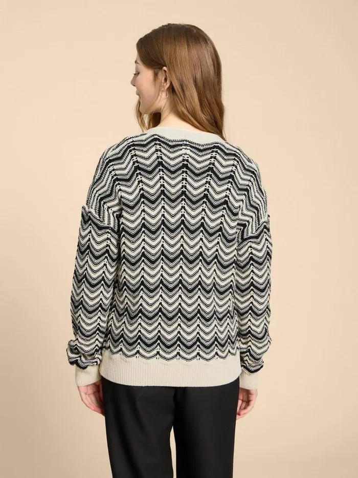 White Stuff KNITWEAR STELLA CHEVRON CARDI White Multi 8211 Women