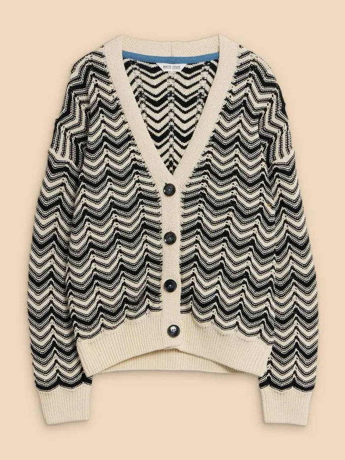 White Stuff KNITWEAR STELLA CHEVRON CARDI White Multi 8211 Women