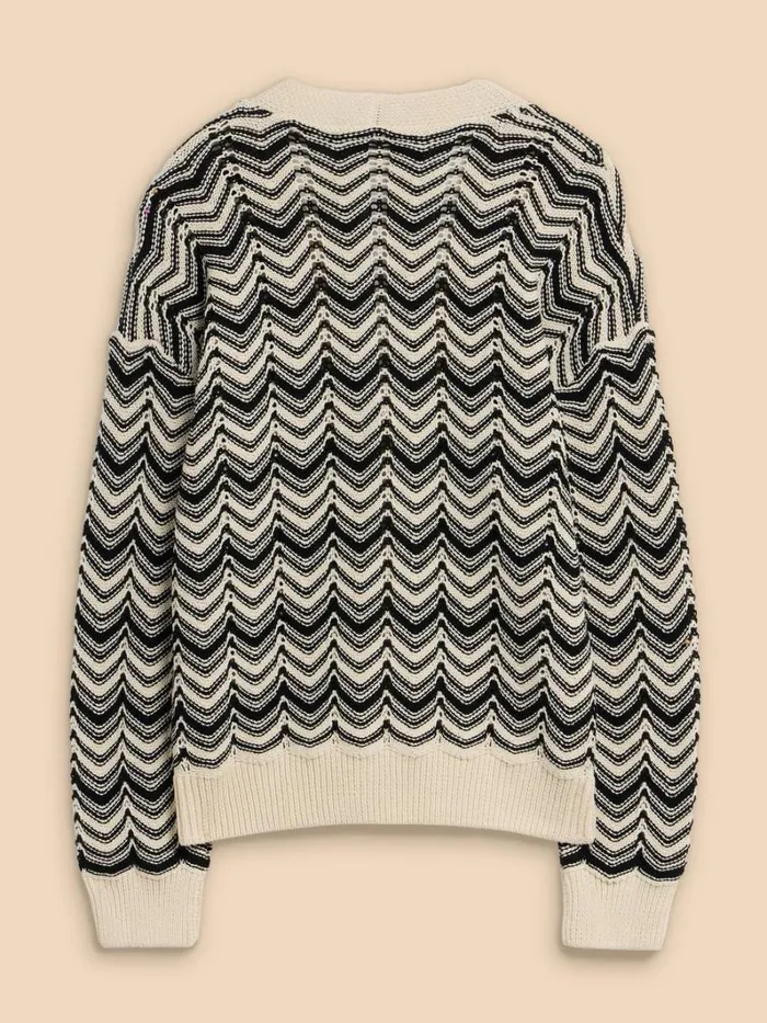 White Stuff KNITWEAR STELLA CHEVRON CARDI White Multi 8211 Women