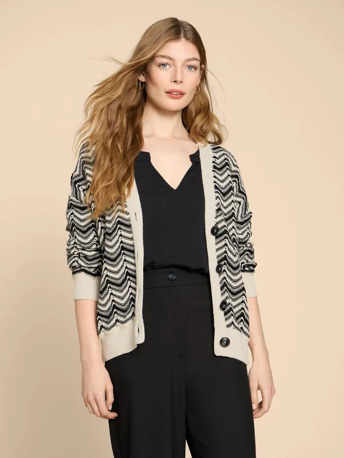 White Stuff KNITWEAR STELLA CHEVRON CARDI White Multi 8211 Women
