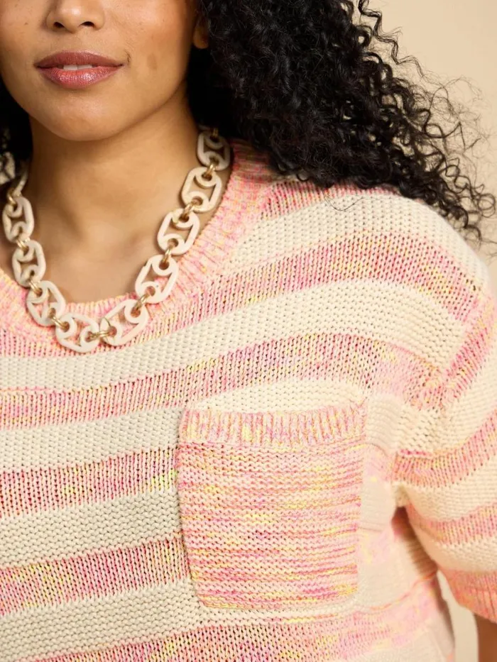 White Stuff KNITWEAR TERRY KNITTED TEE Orange Multi 8211 Women
