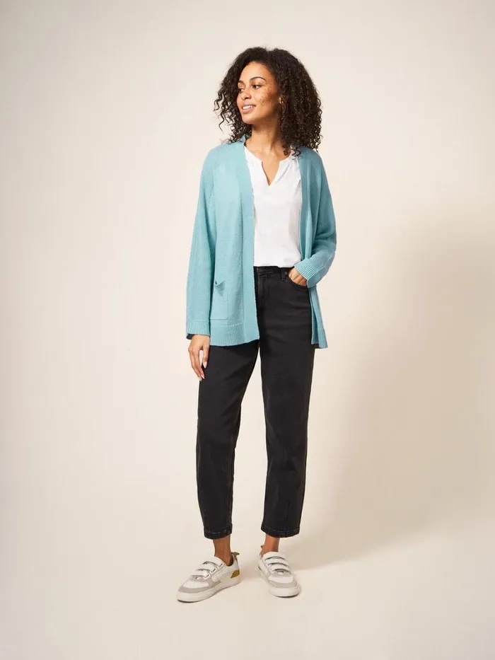 White Stuff KNITWEAR Tiana Open Neck Cardi Light Teal 8211 Women