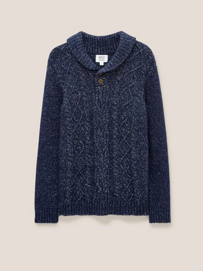 White Stuff KNITWEAR Twisted Cable Shawl Dark Navy 8211 Men White Stuff KNITWEAR Twisted Cable Shawl Dark Navy 8211 Men
