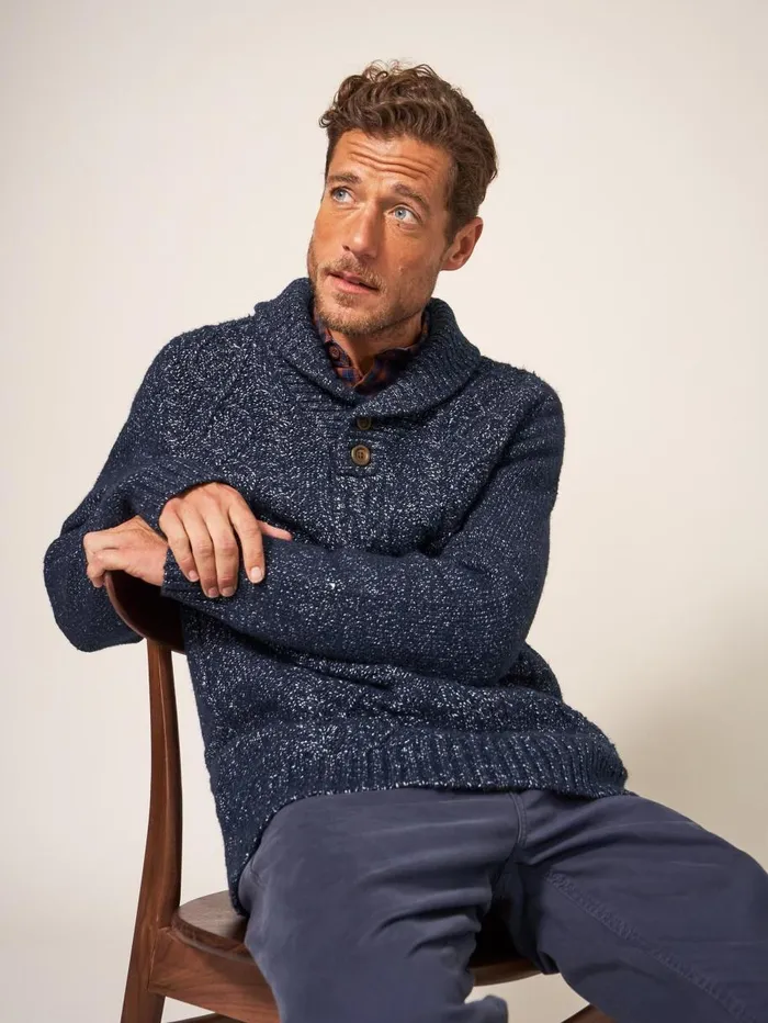 White Stuff KNITWEAR Twisted Cable Shawl Dark Navy 8211 Men White Stuff KNITWEAR Twisted Cable Shawl Dark Navy 8211 Men