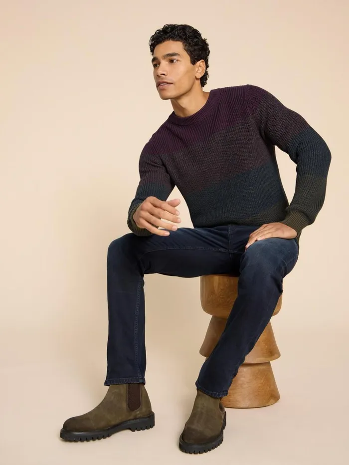 White Stuff KNITWEAR Twisted Colourblock Jumper Plum Multi 8211 Men White Stuff KNITWEAR Twisted Colourblock Jumper Plum Multi 8211 Men