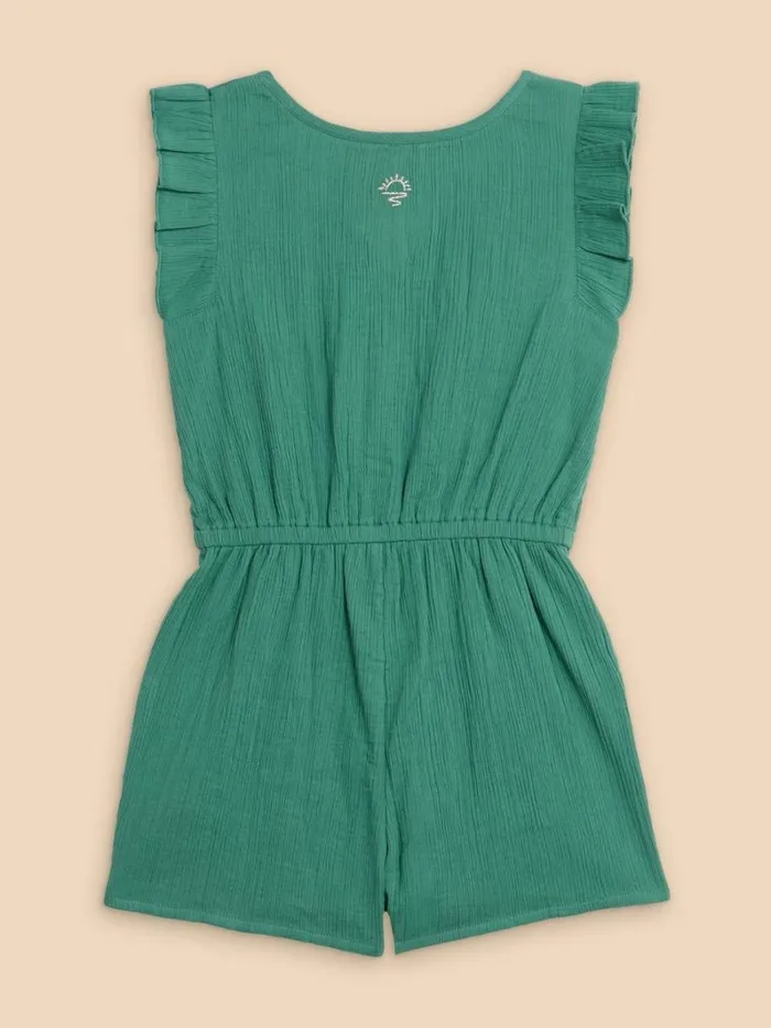 White Stuff PLAYSUITS Woven Frill Playsuit Mid Green 8211 Kids