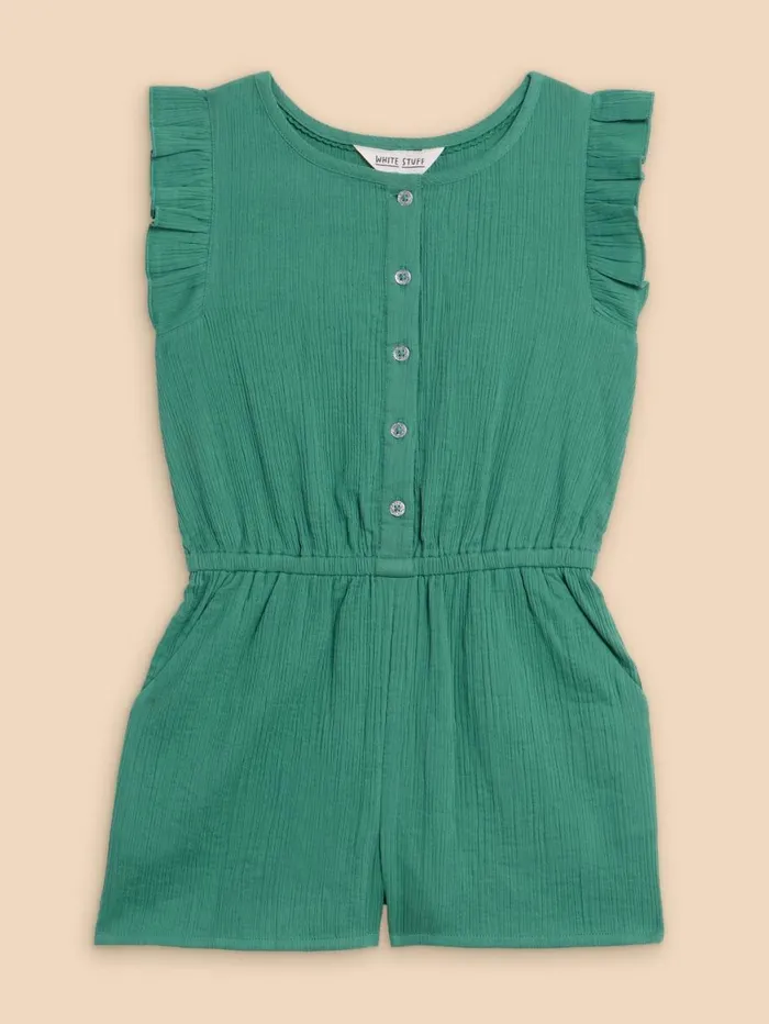 White Stuff PLAYSUITS Woven Frill Playsuit Mid Green 8211 Kids